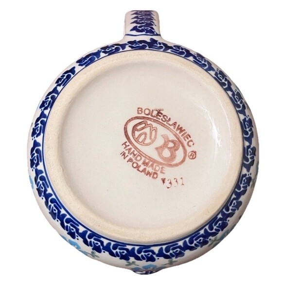 GravyBoat Handcrafted by Zaklady Boleslawiec in Poland- Pitcher Blue Flowers-331 - Picture 15 of 16